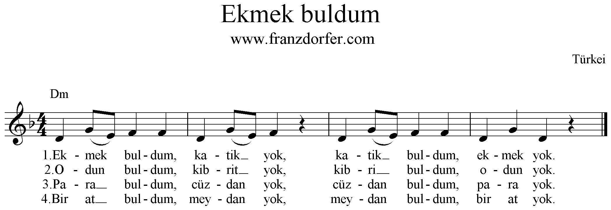 freesheet music ekmek buldum